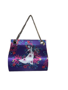 Tawi Purple Dancing Skeleton Lady and Floral Print Shoulder Bag